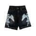 Retro Harajuku Loose Fit Printed Denim Shorts Casual Street Style Washed Capri Pants for Men Summer Fashion_mkmklike.com