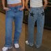 Men's Clothing Retro Y2k Hot Girl Back Five Pointed Star Jeans Contrast Color Stitching Casual Pants_mkmklike.com