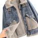 Women’S Faux Shearling Denim Jacket – Winter Fleece-Lined, Oversized & Stylish, Warm & Comfortable (White/Grey, S-L)_mkmklike.com