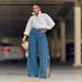 Handcrafted Floral Embroidered High-Slit Distressed Denim Jeans For Women – Vintage Boho Streetwear (Blue, S-2XL)_mkmklike.com
