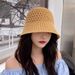Hot Sale Spring Summer Bucket Women Men Fashion Hollow Knitted Hat Solid Color Sunhat Fisherman Casual Foldable Beach Caps_mkmklike.com