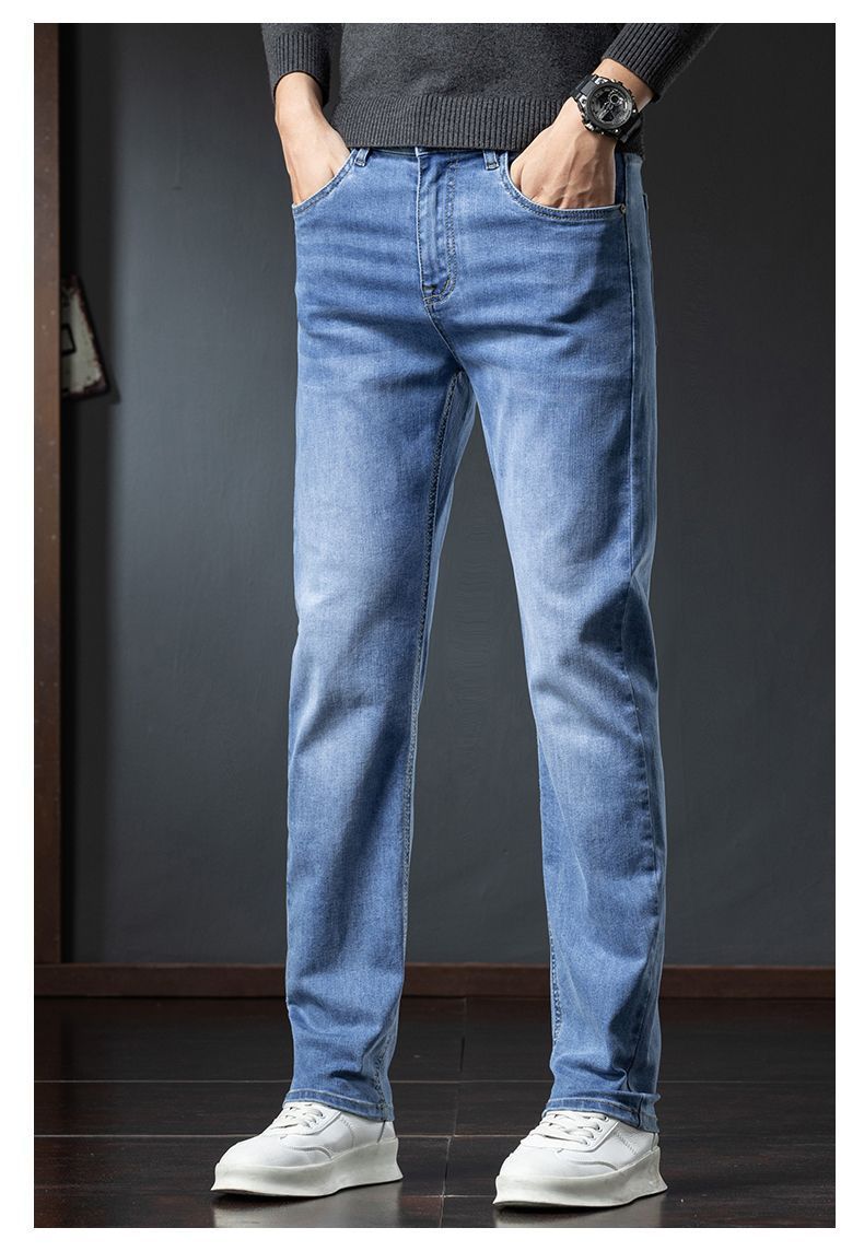 Autumn And Winter Plus Plush Thick Stretch Jeans Men's Plus Size Casual Denim Long Pants Men_mkmklike.com