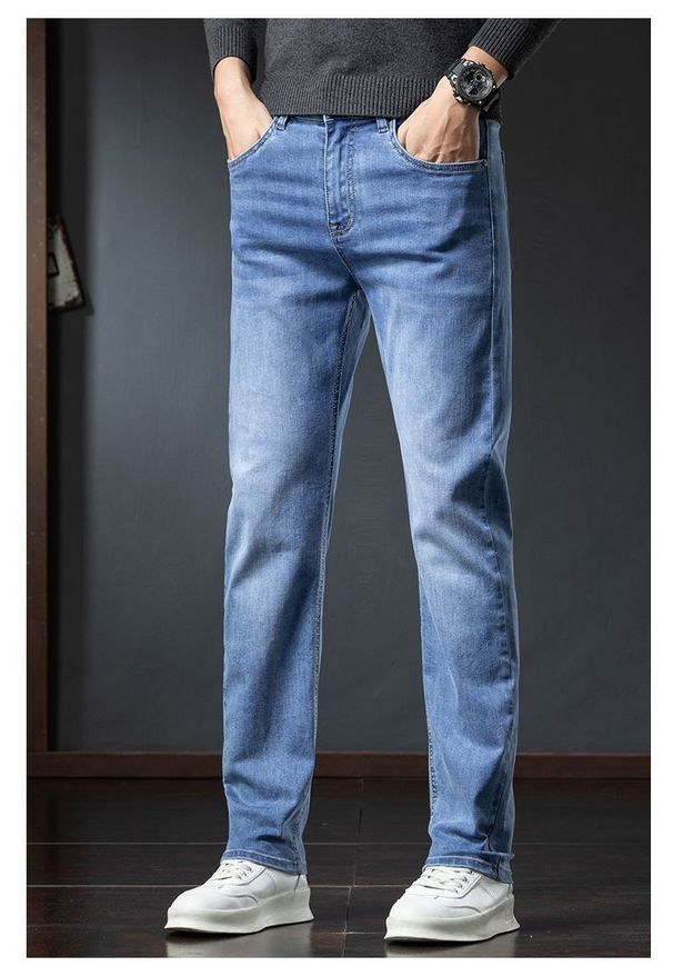 Autumn And Winter Plus Plush Thick Stretch Jeans Men's Plus Size Casual Denim Long Pants Men_mkmklike.com