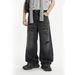 Inflation Men's Vintage Washed Denim Jeans – Distressed Cat Whisker & Beaded Streetwear Pants (S-Xl, Mid-Rise, Relaxed Fit)_mkmklike.com
