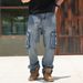 Men's Clothing Brand Multi Pocket European And American Work Jeans Men's Wide Leg Loose Large Size_mkmklike.com