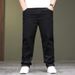 Winter Pure Black Jeans For Men, Thick And Warm Business Jeans For Men, Plus Fat And Plus Size, Plus Plush Jeans For Men_mkmklike.com