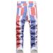 Men's Clothing Fashion Personalized Digital Printing Color Stripe Stretch Denim Trousers_mkmklike.com
