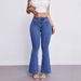 Women's Slimming High Elasticity Jeans mid Waist Flared Pants European American Style Fashionable Versatile Solid Color Cotton Denim_mkmklike.com