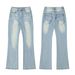 Men's Cleanfit Straight Slight Flare Blue Jeans - Slim Fit, Vintage Wash, High Street Vibe_mkmklike.com