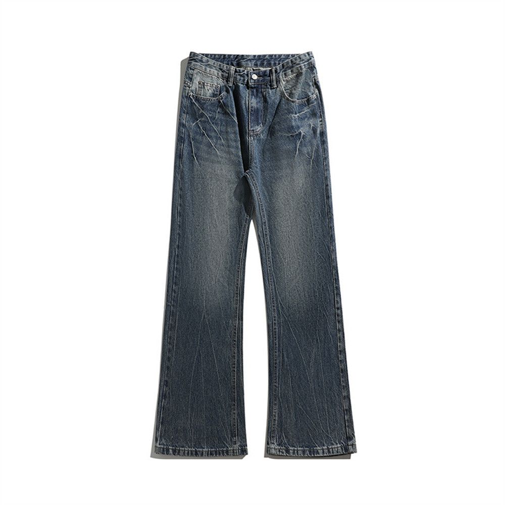 Vintage Denim Men High Street Punk Washed Loose Casual Straight Pants Trendy Basic Style_mkmklike.com