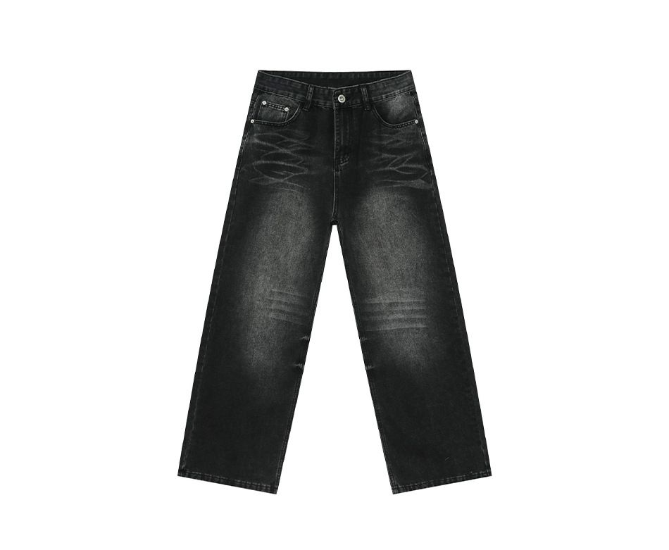 EF JEANS | 2025 New American Retro Washed Cat Whisker Texture Wide Leg Loose Drape Jeans Tide_mkmklike.com