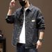 2025 Spring And Autumn New Men's Shirt High-end Jacquard Vintage Washed Loose Turn-down Collar Long Sleeve Denim Jacket_mkmklike.com