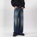 Men's High Street Style Distressed Straight Leg Flared Jeans Three Dimensional Patchwork Retro Washed Niche Design Spring Summer_mkmklike.com