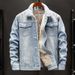Autumn And Winter Fleece Thickened Denim Jacket Men's Korean Version Trend Loose Tooling Jacket Trendy Japanese Clothes_mkmklike.com