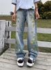 2025 New Design Embroidered Denim Trousers Men And Women High Street Casual Trousers Loose Drape Wide Leg_mkmklike.com