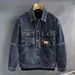 Autumn And Winter Multi Pocket Workwear Denim Jacket For Men, Loose Collar Retro Denim Jacket For Men_mkmklike.com