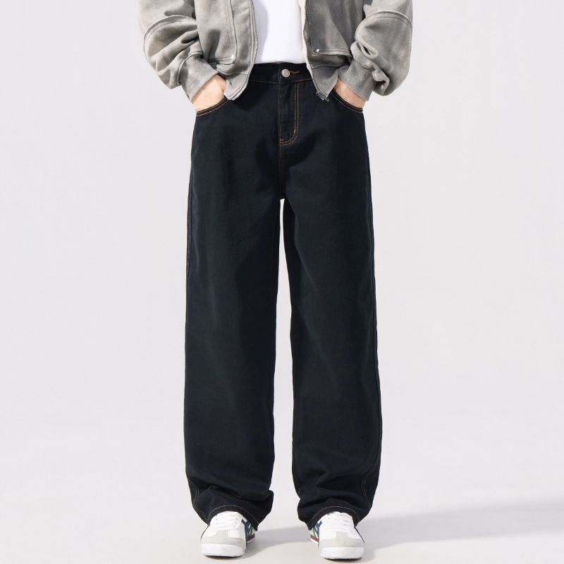 Nordmann MUCHU Clothing | Black High-End Original Color Jean Men' Looe Commuter American Style Trendy Brand Wide-Leg Long_mkmklike.com