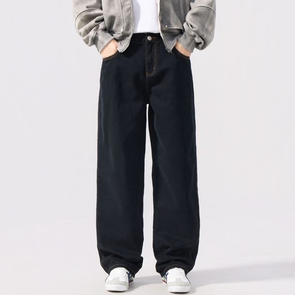 Nordmann MUCHU Clothing | Black High-End Original Color Jean Men' Looe Commuter American Style Trendy Brand Wide-Leg Long_mkmklike.com