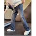 Lingge Jacquard Jeans Men's 2025 Summer Tall American Straight Leg Curved Knife Micro Flared Pants Trend_mkmklike.com