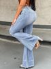 Women's High Waist Skinny Flared Jeans - Sexy Solid Color Denim Pants With Hip-Lifting Fit, Stretch Comfort For Everyday Wear_mkmklike.com