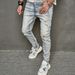 Men's 2024 NEW vintage ripped jeans slim stretch trend personality pants and trousers_mkmklike.com