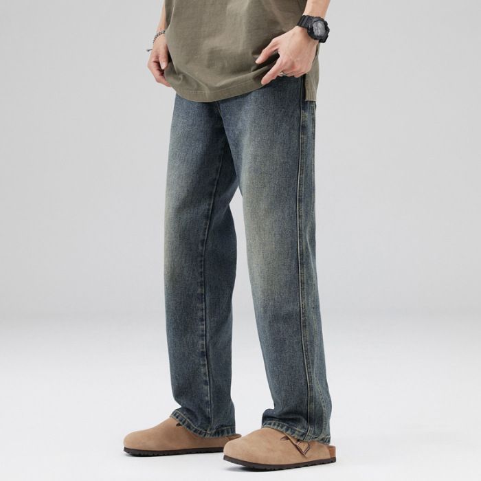 Men's Clothing Monkey Jeans Men's Straight Leg Wide Leg Casual Pants Men's Youth Mid Waist Pants Men's Casual Versatile_mkmklike.com