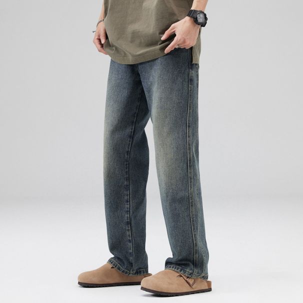 Men's Clothing Monkey Jeans Men's Straight Leg Wide Leg Casual Pants Men's Youth Mid Waist Pants Men's Casual Versatile_mkmklike.com