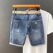 Men's Clothing Denim Shorts Elastic Slim Straight Shorts Casual Versatile Men's Slim Fit Stretch Denim Shorts Comfortable Straight Leg Casual Shorts_mkmklike.com