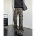 Vintage Camouflage Cargo Jeans For Men & Women - Hip Hop Straight Leg Denim Pants With Multiple Pockets, Relaxed Fit, Spring Casual Wear_mkmklike.com