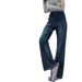 Women's New Flared Denim Pants, High-waisted, Slimming, Loose-fitting, Casual Long Jeans_mkmklike.com