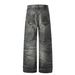 Men's High-End Feel Straight Leg Jeans High Street Style Hand Washed Whisker Texture Loose Fit Denim_mkmklike.com