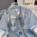 Short Sleeved Denim Shirt Jacket For Women In Summer Thin New Small Casual Loose Short Tops_mkmklike.com