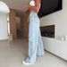 Women's High-Waisted Straight Leg Jeans With Cross-Tie Detail – Vintage Washed Denim, Comfortable & Stylish_mkmklike.com