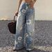 Women's Printed Wide-Leg Jeans – High-Waisted Loose Fit Denim Pants For Bold Streetwear Looks_mkmklike.com