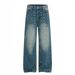 Men's Loose Straight Jeans High Street Style High End Washed Blue Rivet And Metal Design Unisex_mkmklike.com