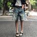 Unisex Washed Denim Shorts Casual Style Unique Pockets Summer Trendy Brand Five Point Pants_mkmklike.com