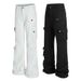 American Style Functional Multi-Pocket Cargo Jeans For Men, Trendy Design, Unique Niche Flared Long Pants_mkmklike.com