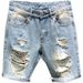Men's Clothing Raw Edge Large Hole Denim Shorts Men's Casual Versatile Trendy Mid Length Pants Beggar Pants_mkmklike.com