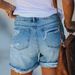 K Streetwear Trendsetter Distressed Straight-leg Pants Women's Denim Shorts_mkmklike.com