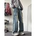 Ripped work jeans for men vibe style high street washed retro pants trendy American loose straight trousers_mkmklike.com