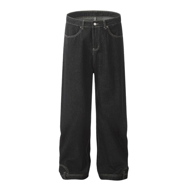 Men's Clothing High Street Wide Leg Jeans Men's And Women's Loose Washed Straight Jeans_mkmklike.com