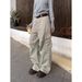 Men's Clothing Vintage Cargo Jeans For Men & Women - Relaxed Fit Straight Leg Cotton Trousers With Large Pockets, Casual Streetwear, Khaki_mkmklike.com