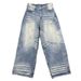 Vintage Washed Distressed Denim Jeans for Men Relaxed Fit Straight Leg Wide Hem Retro Style_mkmklike.com