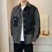 Cowboy Patchwork Striped Spring Autumn New Style Loose And Trendy Korean Casual Versatile Shirt Men's Jacket_mkmklike.com