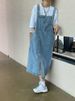 K Women's New Retro Loose Mid-Length Denim Strap Dress For Hip Hiding_mkmklike.com