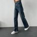 Women’s Classic High-Waisted Flared Jeans – Vintage Blue Wash, Comfortable Cotton Blend, Office & Casual Styling (Sizes 25-32)_mkmklike.com