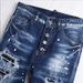 Men's Slim Fit Mid-Rise Distressed Patchwork Jeans - Stretch Denim Pants With Printed Design For Casual Wear_mkmklike.com