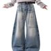 American Bamboo Jeans Men's And Women's High Street Cleanfit Scimitar Pants Straight Loose Wide Leg Drape Trousers_mkmklike.com