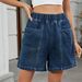 K Women's New Elastic Waisted Denim Casual Shorts_mkmklike.com