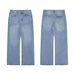 Men's Clothing Steve Washed Distressed Ice Blue BAGGY Jeans_mkmklike.com